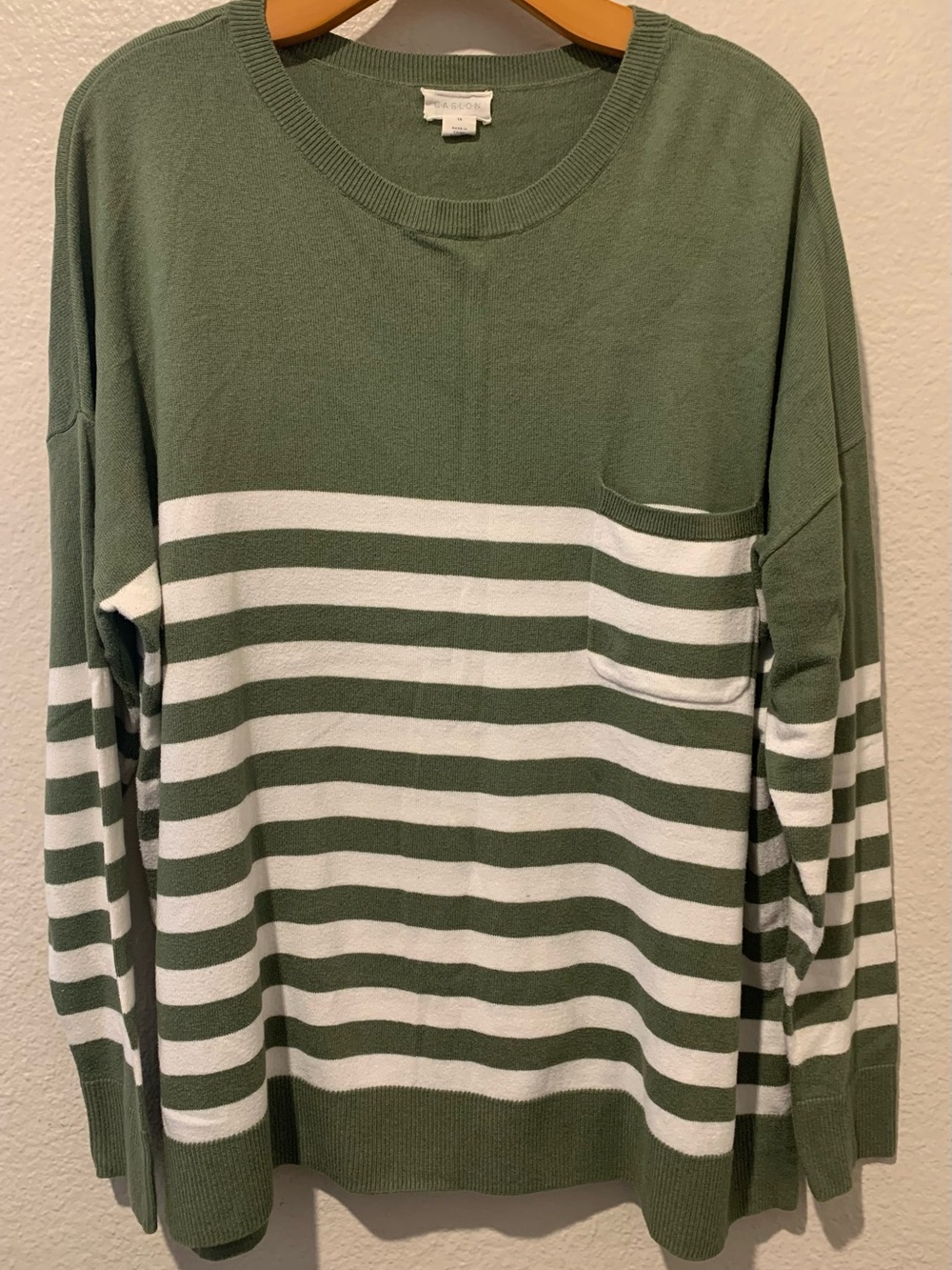 Caslon Woman’s Striped Green and White Sweater
